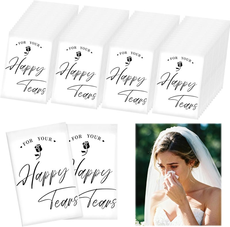 Ocmoiy 30 Pack Happy Tears Tissues for Wedding, 3 Ply Wedding Tissue Packs For Guests, Bulk Individual Facial Pocket Tissues for Wedding Party Favors Travel Graduation Celebration - Image 1